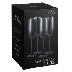 Champagne flute Mat Zwart RVS 4x28,5cl