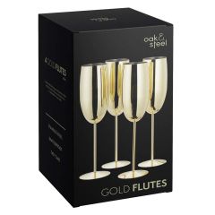 Champagne flute Goud RVS 4x28,5cl