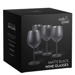 Wijnglas Mat Zwart RVS 4x50cl