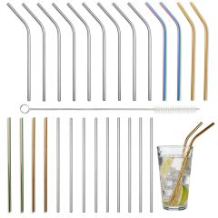 Oak & Steel Stalen Rietjes (36 stuks + 4 reinigingsborstels)