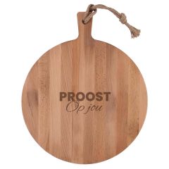 Borrelplank 'PROOST OP JOU' Rond